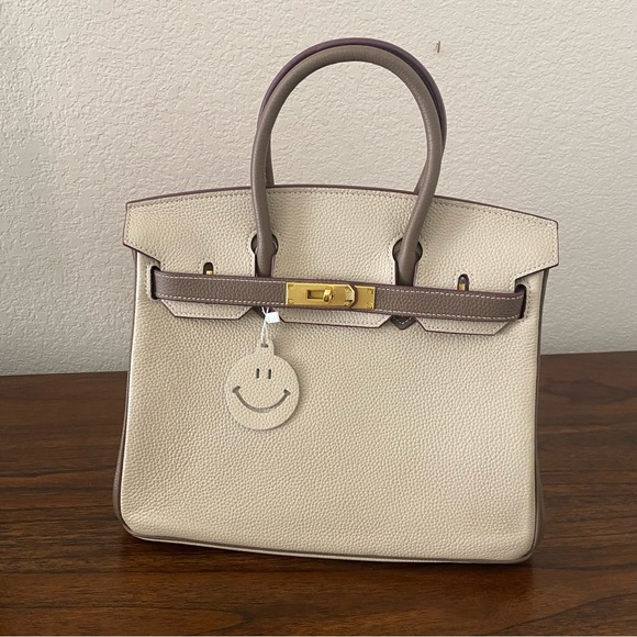 Structured Colorblock Brown Etoupe 30 BK Lock Key Satchel Bag Crossbody C6-1/CT - Picture 1 of 13